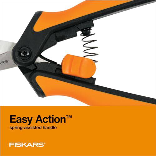 Fiskars Micro-Tip Pruning Snips - 6" Garden Shears with Sheath and SoftGrip Handle - Yard and Garden Tools - Orange/Black - Plantonio